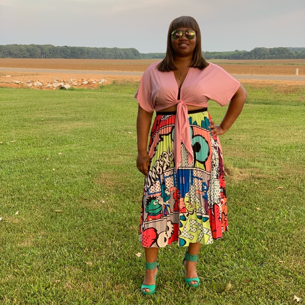 Blue and Pink cartoon skirt